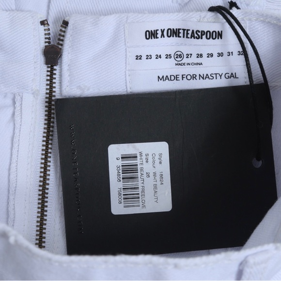 NWT One X One Teaspoon Made for Nasty Gal White Stretch Denim Distressed Skirt - Picture 2 of 6